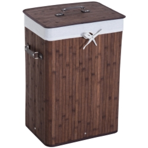 HOMCOM Cesto para la Ropa Sucia Plegable con Tapa Cubo para la Colada Rectangular con Asas 40x30x60 cm Marrón