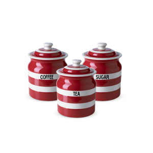 Set of Cornish Red Tea, Coffee and Sugar Storage Jars 84cl