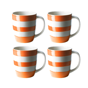 Set of 4 Cornish Orange Mugs, 12oz/34cl