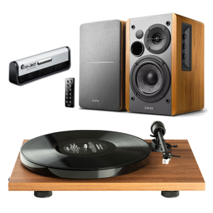 Pro-Ject E1 Phono Walnut Turntable + Edifier R1280DB Maple Bluetooth Speaker Package
