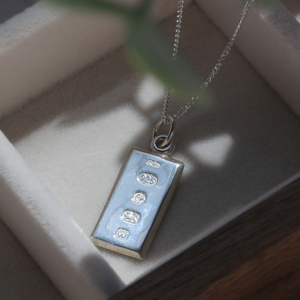 New Sterling Silver Hallmarked Ingot Pendant & 20" Necklace