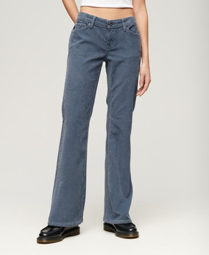 Corduroy jeans met lage taille en wijduitlopende pijpen