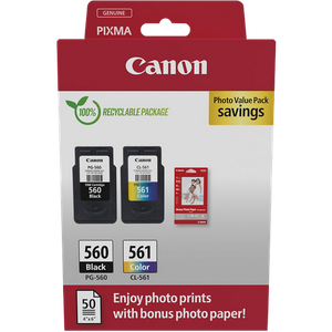 Canon 560, 561 Original Ink Cartridge Black, Cyan, Magenta, Yellow Pack of 2