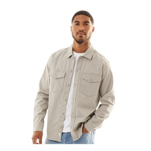 JACK & JONES Mens Dave Stretch Overshirt Ghost Grey