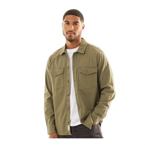 JACK & JONES Mens Dave Stretch Overshirt Dusty Olive