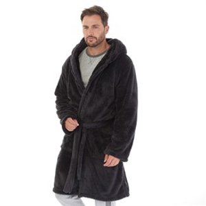 Kangaroo Poo Mens Hooded Robe Dark Charcoal
