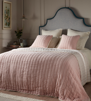 Blush Pink Vivienne 100% Cotton Quilted Throw