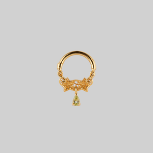 FERONIA. Peridot Droplet Septum - Gold - Gold / 10mm / 14ga (1.6mm)