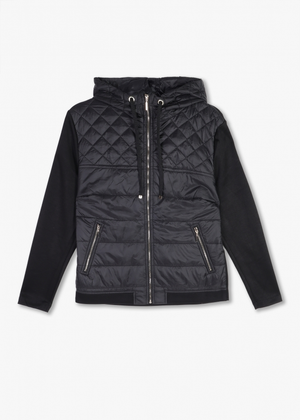 Quilted Black Lightweight Hoody
