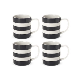 Set of 4 Cornish Black Mugs 10oz/28cl