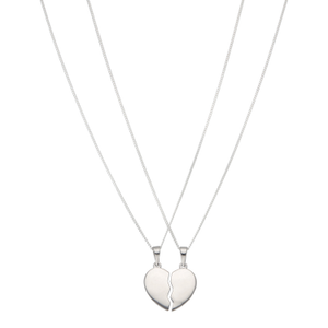 New Sterling Silver 2-Part Polished Heart Friendship Necklace