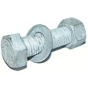 M16 x 90 Hexagon Head Set, Nut & Washer (Assembled Bolt) Grade 8.8 Galvanised. CE Approved BS/EN15048