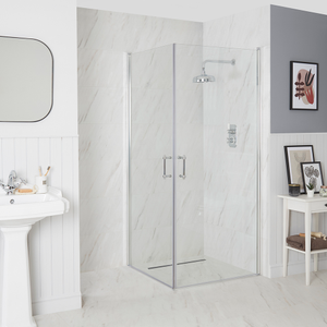 Milano Langley - Traditional Hinged Double Door Corner Wet Room Shower Enclosure - 800mm x 800mm