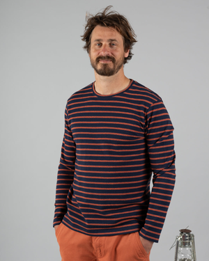 Noel - Mens Knitted Long Sleeve T-Shirt - Blue/Red
