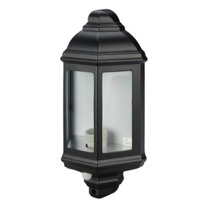 Maine Outdoor Aluminium Half Lantern with PIR Black