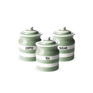 Set of Willow Green Tea, Coffee and Sugar Storage Jars 84cl
