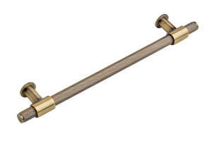 Fulham Knurled T-Bar Cabinet & Drawer Handle - Antique Brass - 192mm - Elite Knobs & Handles