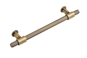 Fulham Knurled T-Bar Cabinet & Drawer Handle - Antique Brass - 160mm - Elite Knobs & Handles