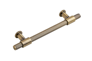 Fulham Knurled T-Bar Cabinet & Drawer Handle - Antique Brass - 128mm - Elite Knobs & Handles