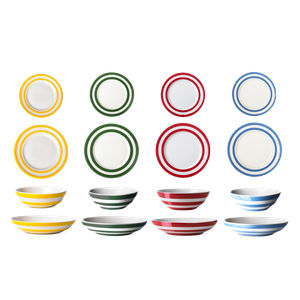 Cornish Colours 16 Piece Plate & Bowl Set