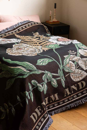 Denim & Bone Scandi Black Woven Cotton Throw