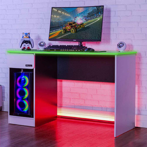 X Rocker Carbon-Tek Gaming Desk with Wireless Charger - White