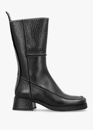 Alzira Black Leather Mid-Calf Boots