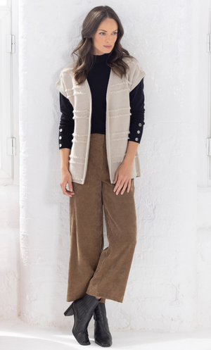 Sleeveless Fringed Cardigan - Oatmeal Marl