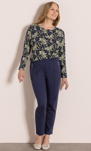 Anna Rose Slim Leg Ponte Trousers 27 inch - Navy