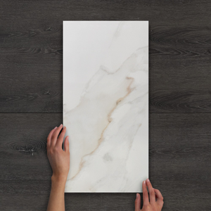 Lumiere Natural Marble-Effect Gloss Ceramic Wall Tile 60x30cm