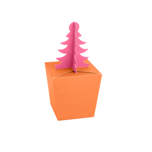 Bright Orange and Magenta Pink Flat Pack Christmas Tree Gift Box