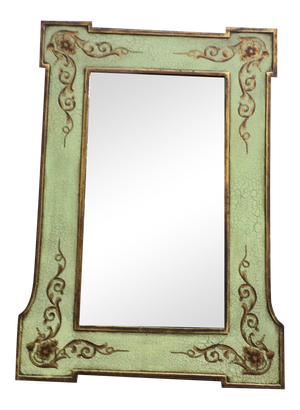 Early 21st Century Hand-Painted Light Green Rectangular Wooden Mirror