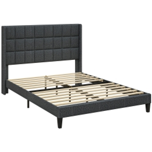 HOMCOM Estructura de Cama 135x190 cm con Cabecera y Espacio de Almacenamiento Debajo de la Cama Carga 300 kg Gris