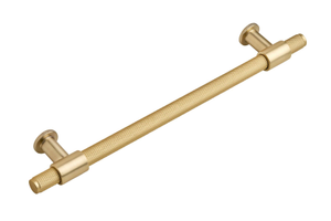 Fulham Knurled T-Bar Cabinet & Drawer Handle - Brushed Brass - 192mm - Elite Knobs & Handles