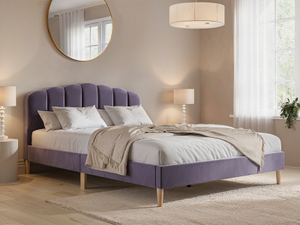 Flair Scallop Double Velvet Bed Frame Purple