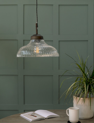 Fovant Fluted Glass Pendant Light - Steel, Antique Bronze Finish