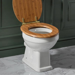 Milano Richmond - Traditional Low Level Toilet with Cistern - Brushed Brass Flush Kit and Warm Oak Soft Close Seat