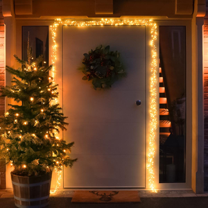 5.5m Multi Function Warm White LED Outdoor Christmas Cluster Lights