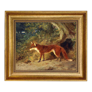 Oil Painting Print on Canvas, Fox and Feathers, Framed