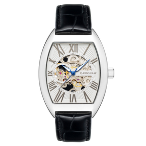 Earnshaw Black Leather White Dial Men's Automatic Watch - ES-8148-07
