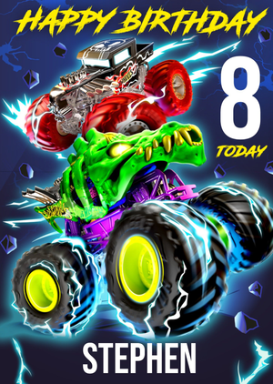 Hot Wheels Monster Jam Trucks 8 Today Birthday Card