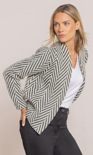 Herringbone Edge To Edge Jacket - Black/White