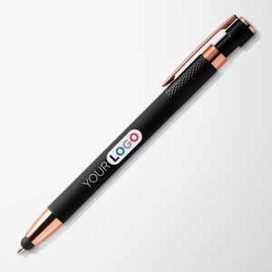 Full Color Soft Touch Tate Stylus with Pen Rose Gold Trim
