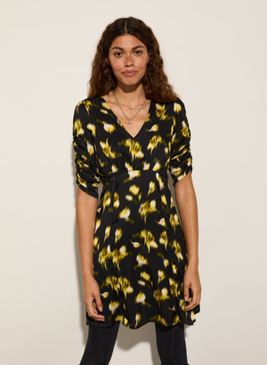 Winnie Dress - UK 12 | EU 38 | US 08 / Black Blurred Floral