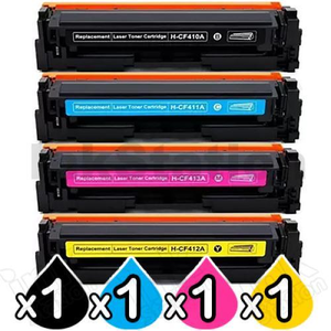 4 Pack HP 410A (CF410A-CF413A) Compatible Toner Cartridges [1BK,1C,1M,1Y]