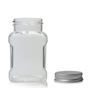 100ml Square PET Plastic Spice Jar With Aluminium Cap