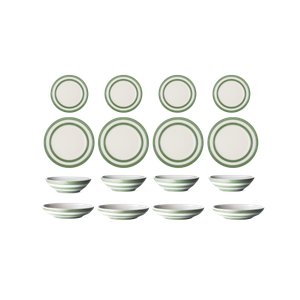 Willow Green 16 Piece Plate & Bowl Set
