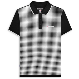 Lambretta Mens Gingham Polo Shirt - M / Black