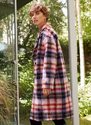 Navya Recycled Coat - 14 (UK Size 14) / Lavender Check