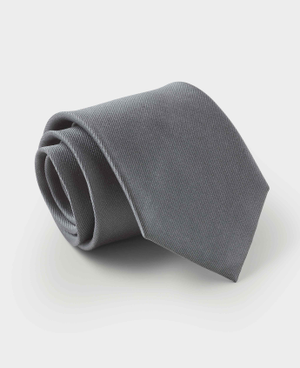 Grey Twill Silk Tie